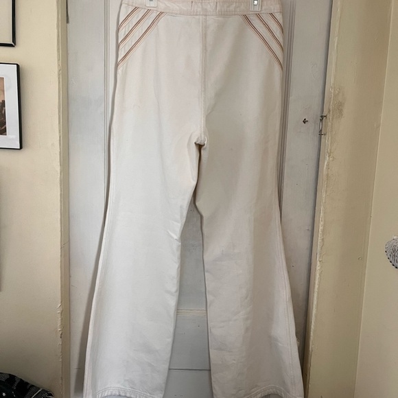 Free People Over the Rainbow Flared Ivory Jeans - Picture 5 of 7